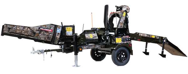 Wallenstein WP875, trailed, 25-ton 36" cyl, 12.1-second cycle, 13 hp Honda, elect start, torsion axle, lights, 2" ball