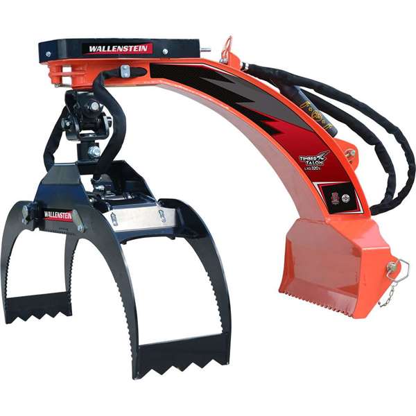 Wallenstein LXG320S Grapple, opens 48", 3000# cap, 180-deg free pivoting, spring-centered, for 20-60 hp