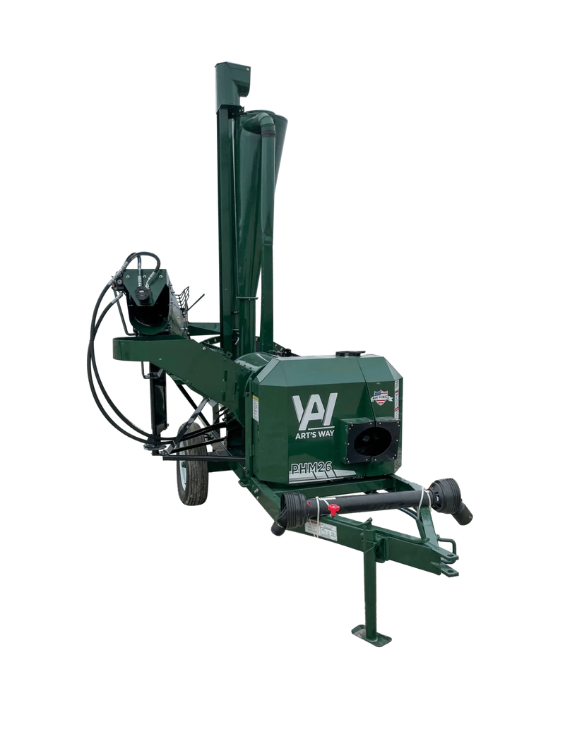 Art's Way 26" Portable hammer mill w/pivoting auger, hopper, magnet, screen, 540 PTO, 80-120hp