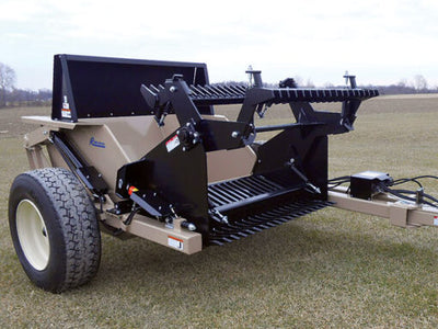Remlinger 60" Rock picker, trailed, hydraulic drive, 2 1/4 yard, hard tines & teeth, used 385-22.5 tires, 60+ hp