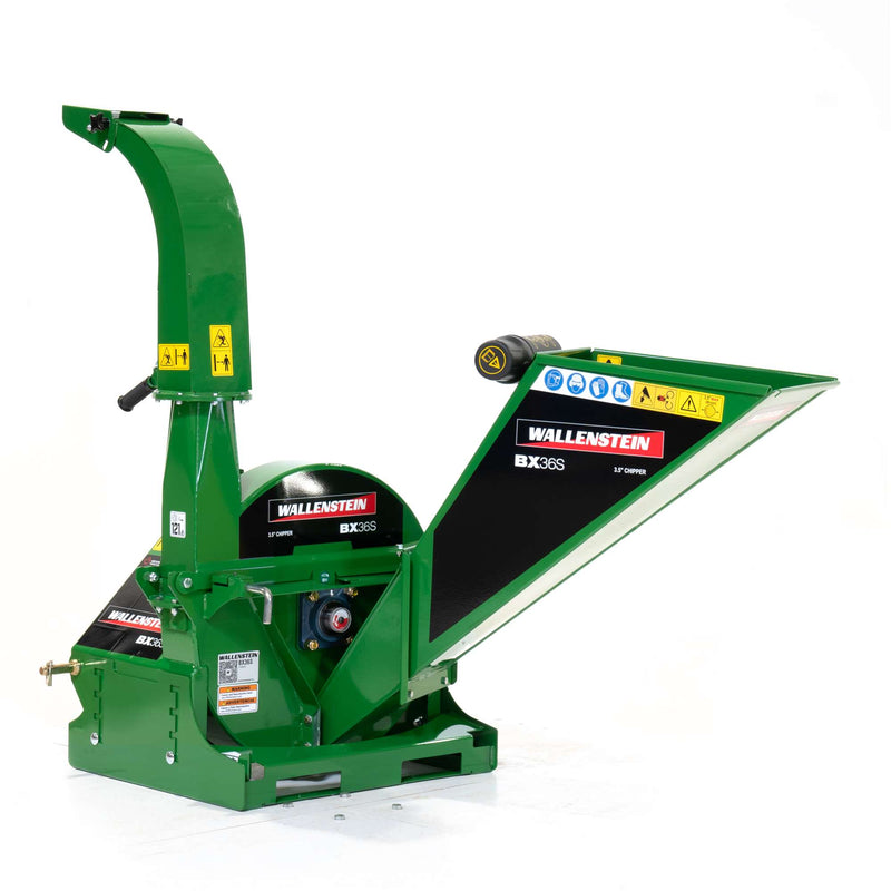 Wallenstein BX36S Chipper, 3.5" capacity, 540 PTO, Cat I hitch, 25" rotor, 4 knives, for 12-30 hp