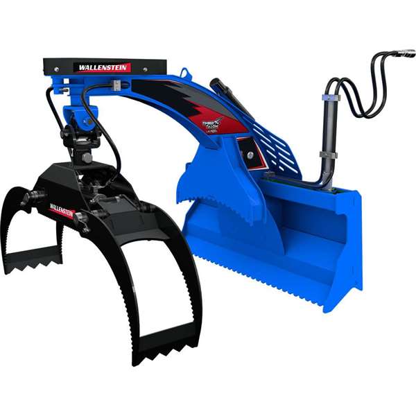 Wallenstein LXG420S Grapple, opens 48", 3000# cap 180-deg free pivoting, spring-centered, log cradle, for 30-70hp LXG420S